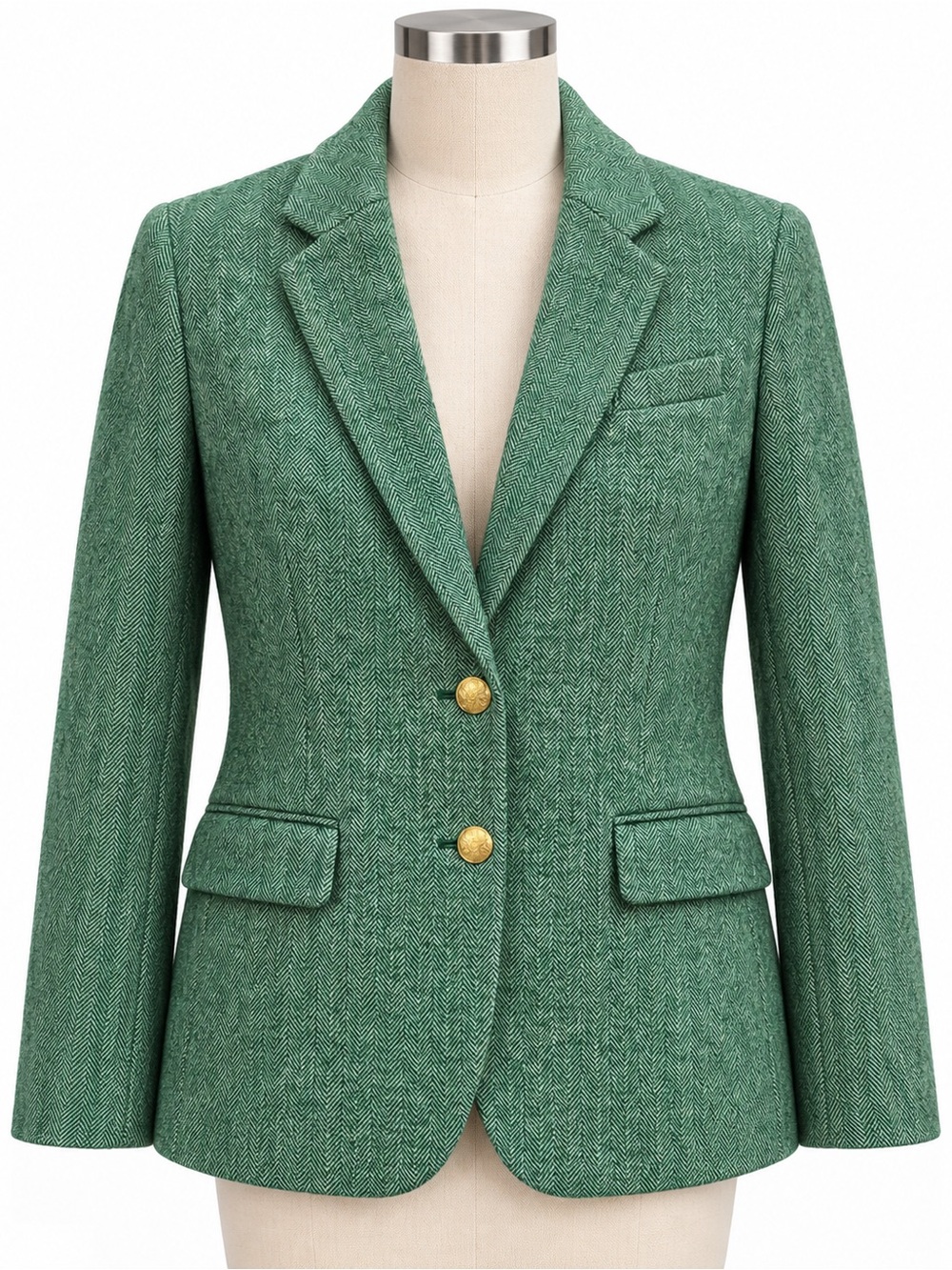 J. Crew Green Tailored Blazer with Gold Buttons
